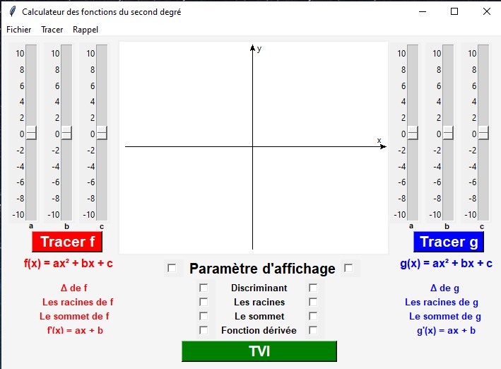 Calculateur des fonctions du second degré main