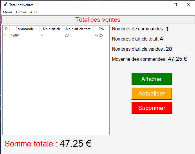 Gestionnaire de vente total vente