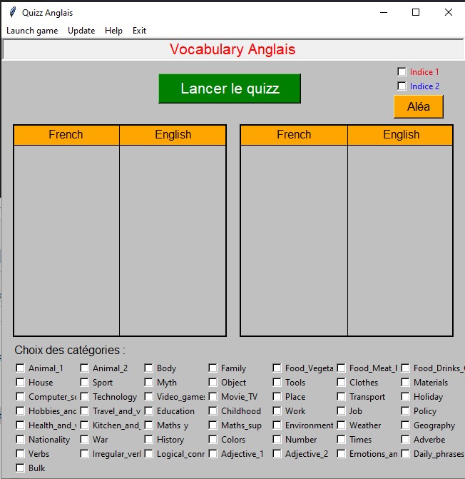 Quizz d'anglais main